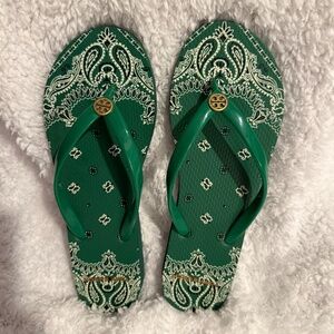 Tory Burch Paisley Green Sandals